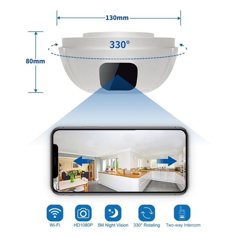 Rilevatore di fumo Telecamera WIFI lunga autonomia orientabile a 330°