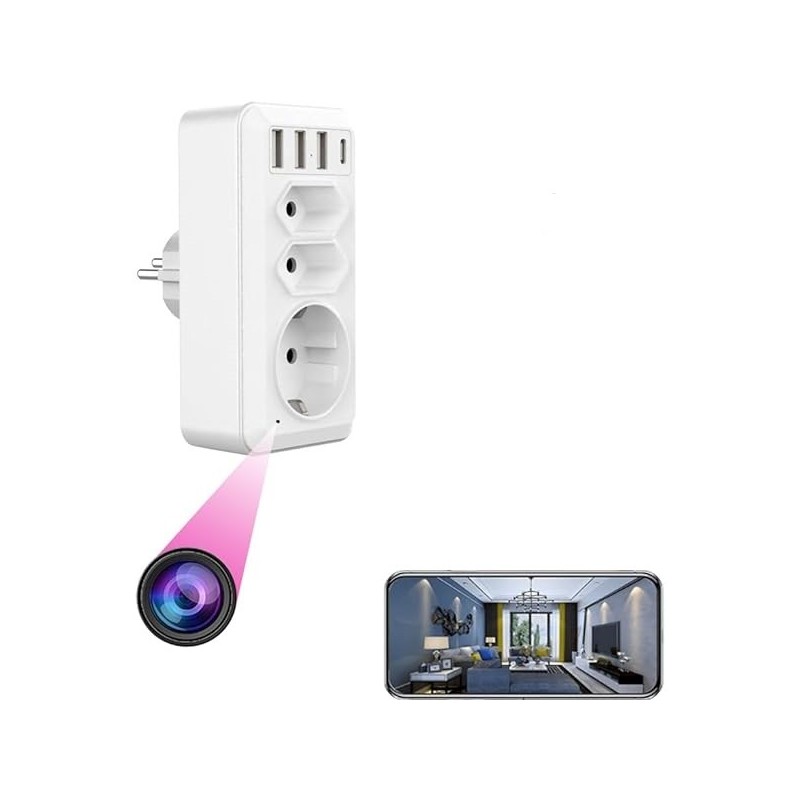 Presa a muro Rilevamento movimento telecamera Full HD Wifi