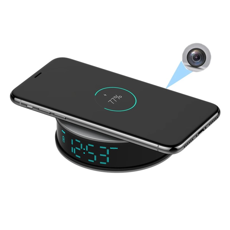Full HD WiFi camera in wekker met draadloos opladen